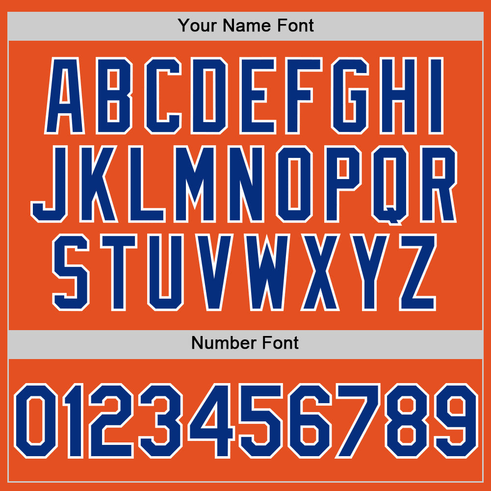Custom Orange Royal-White Line Authentic Baseball Jersey view 5