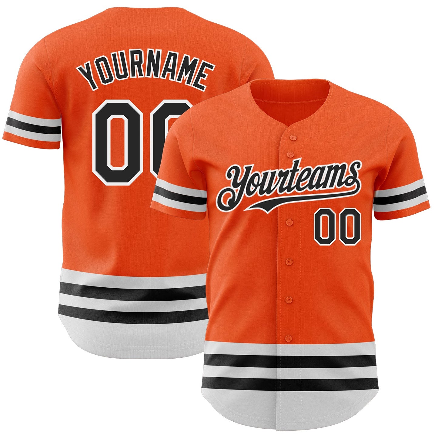Custom Orange Black-White Line Authentic Baseball Jersey - Main View