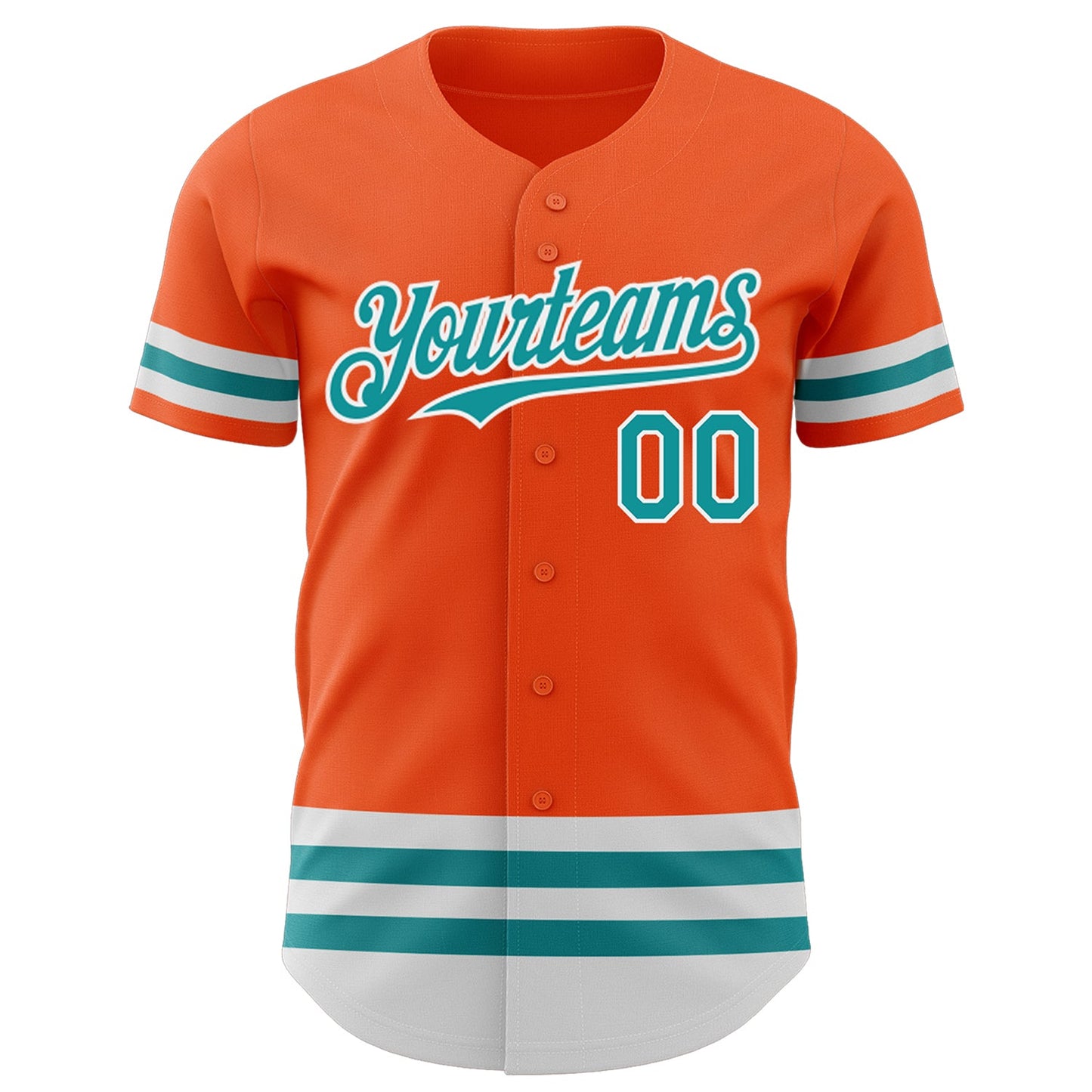 Custom Orange Teal-White Line Authentic Baseball Jersey view 2