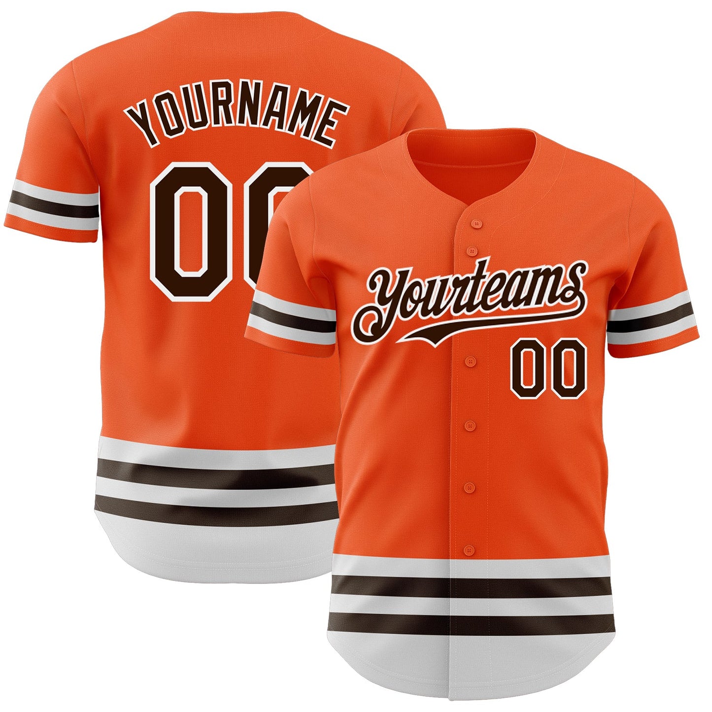 Custom Orange Brown-White Line Authentic Baseball Jersey - Main View