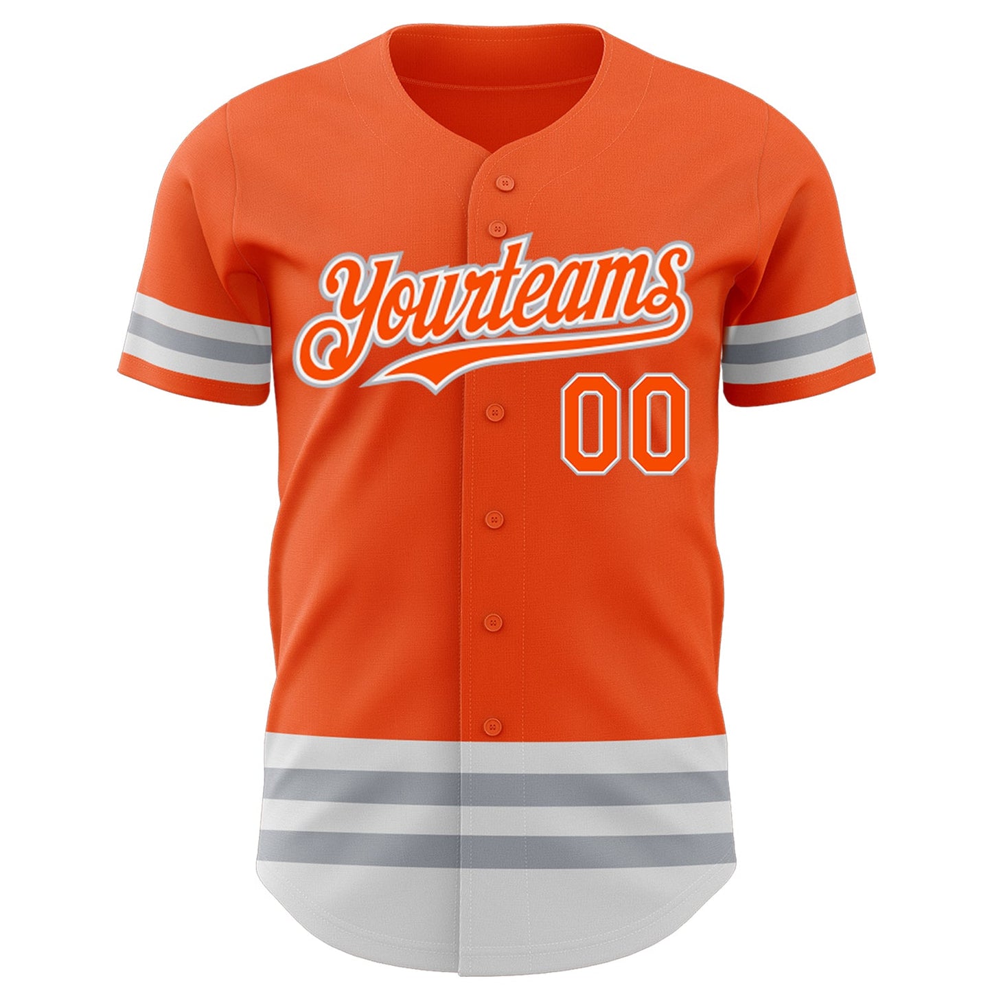 Custom Orange White-Gray Line Authentic Baseball Jersey view 2