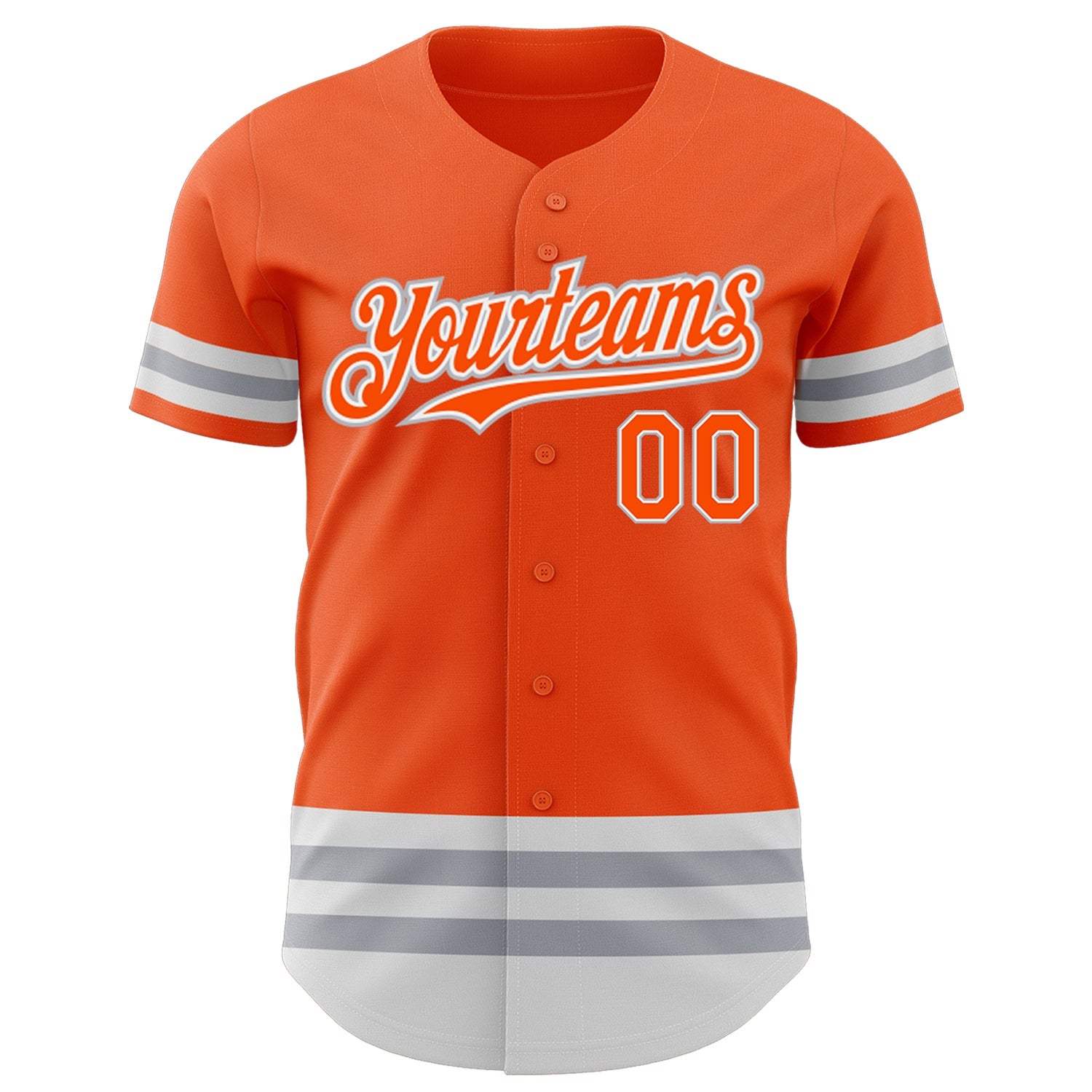 Custom Orange White-Gray Line Authentic Baseball Jersey view 2