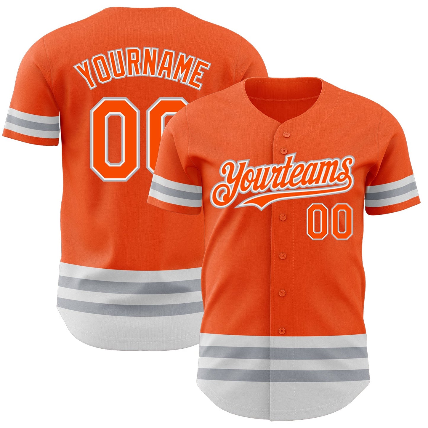 Custom Orange White-Gray Line Authentic Baseball Jersey - Main View
