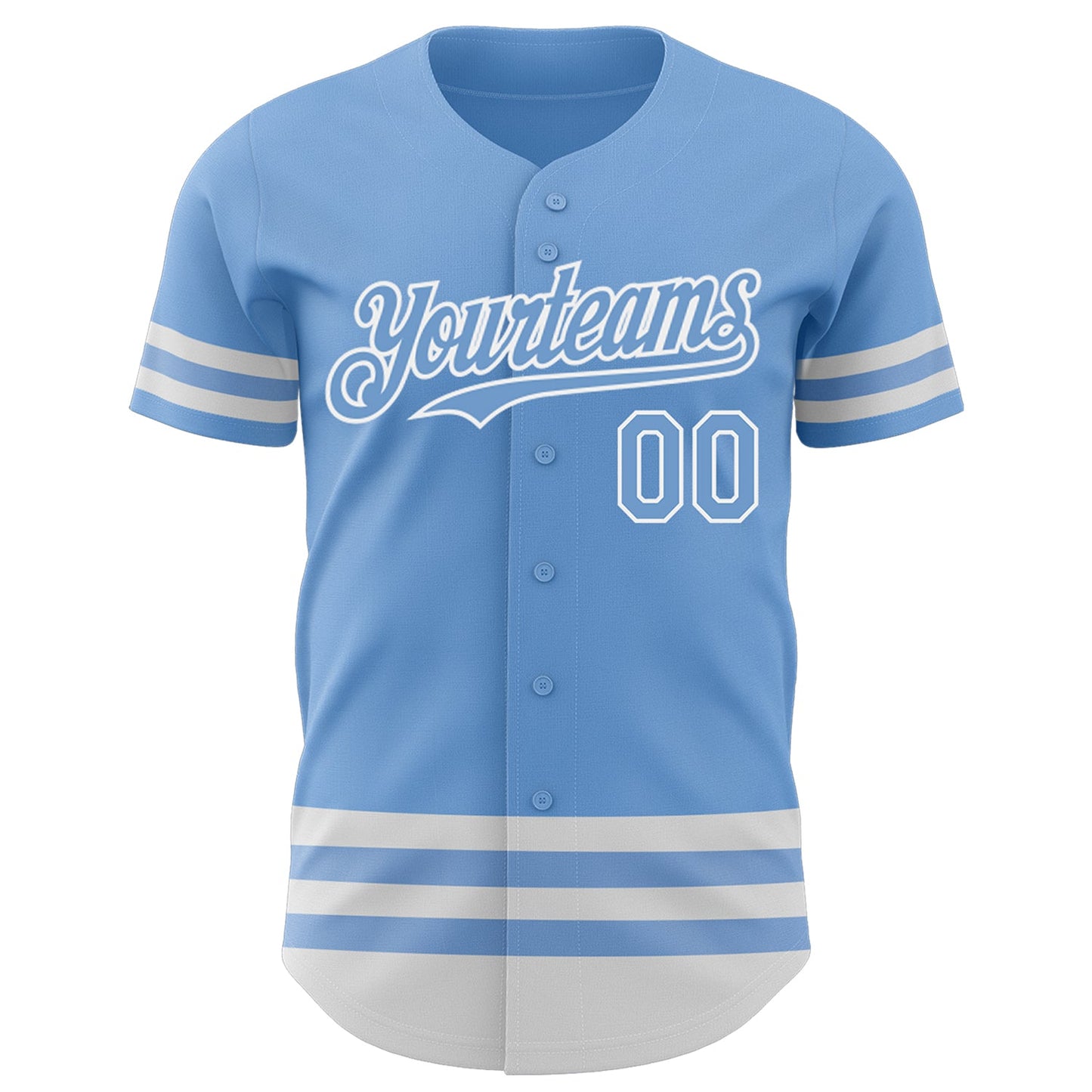 Custom Light Blue White Line Authentic Baseball Jersey view 2