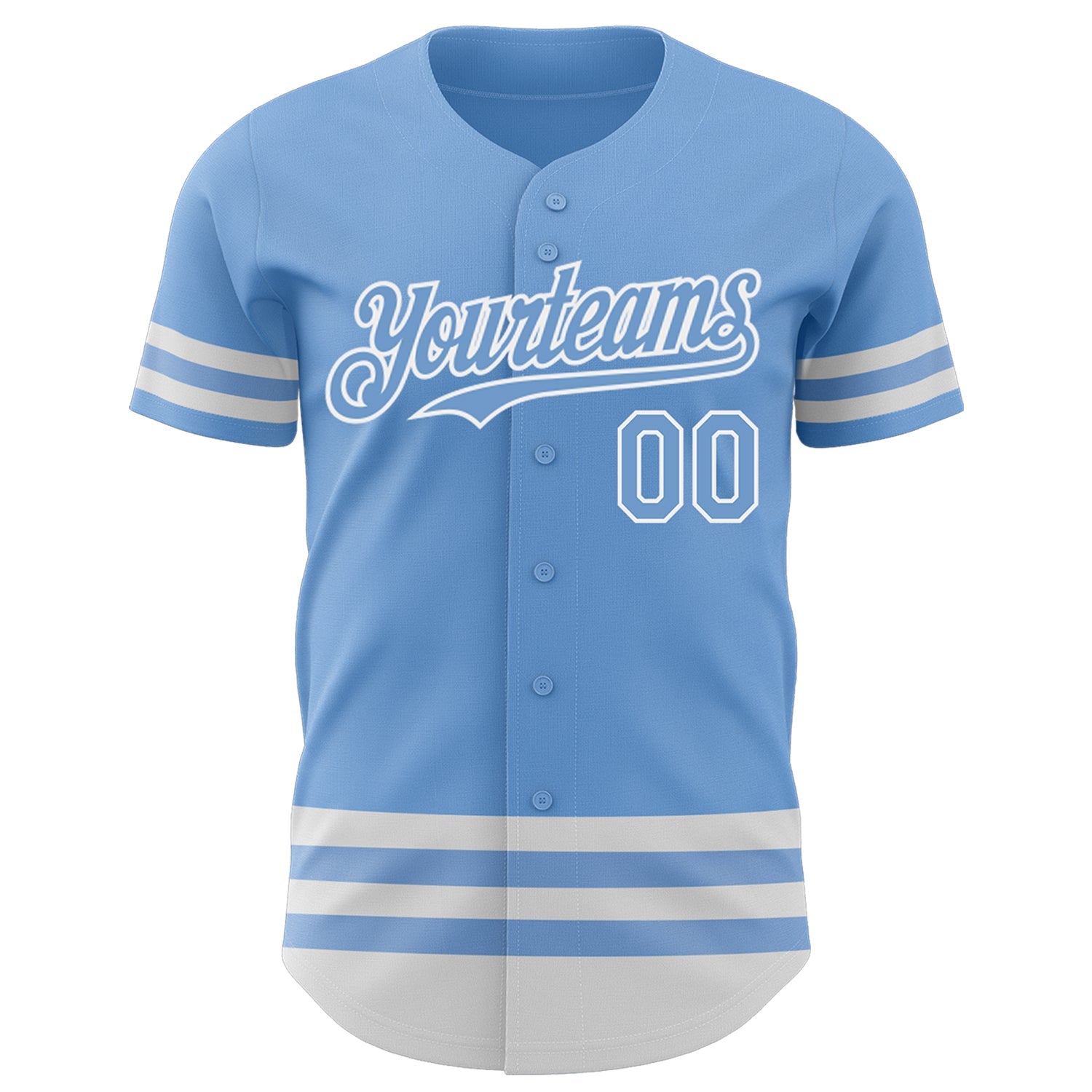 Custom Light Blue White Line Authentic Baseball Jersey view 2