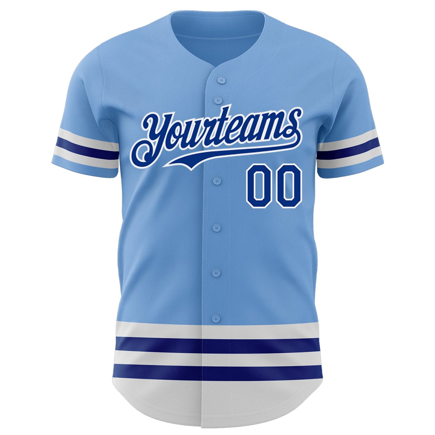 Custom Light Blue Royal-White Line Authentic Baseball Jersey view 2