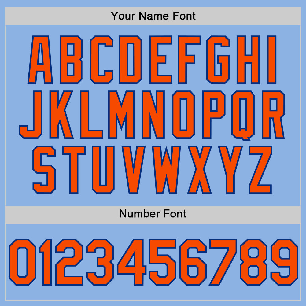 Custom Light Blue Orange-Royal Line Authentic Baseball Jersey view 5