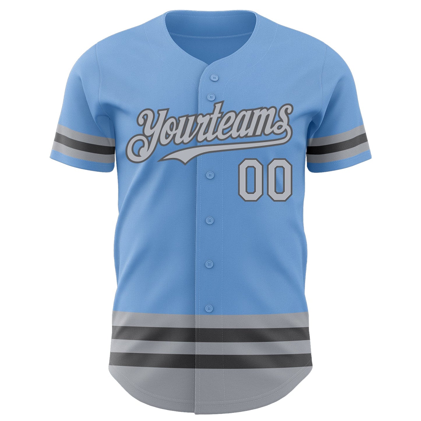 Custom Light Blue Gray-Steel Gray Line Authentic Baseball Jersey view 2