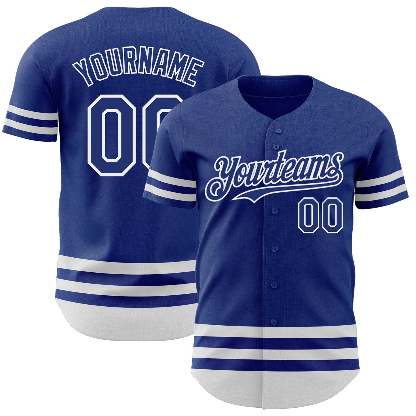 Custom Royal White Line Authentic Baseball Jersey - Main View