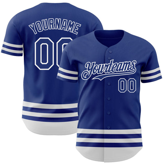 Custom Royal White Line Authentic Baseball Jersey - Main View