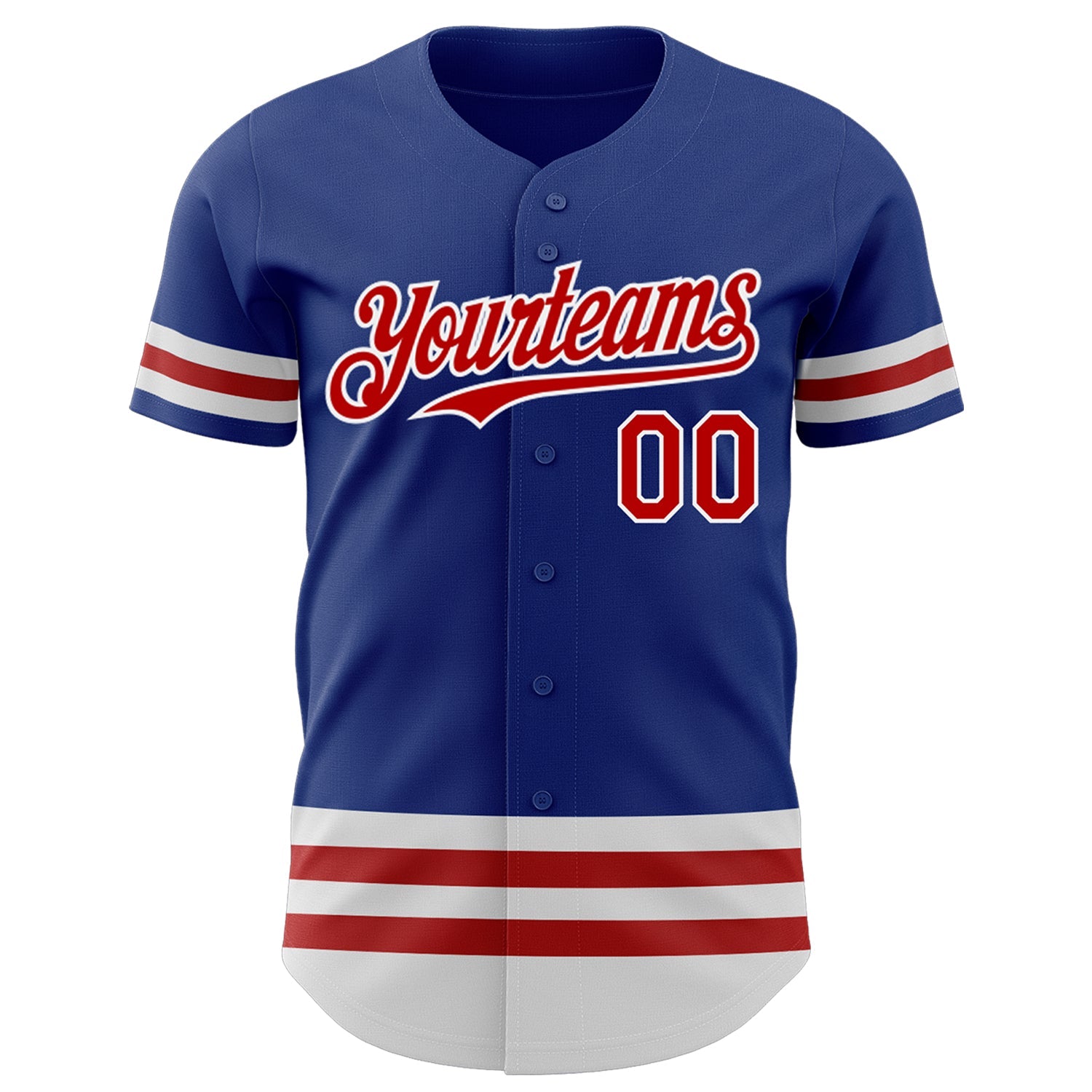 Custom Royal Red-White Line Authentic Baseball Jersey view 2