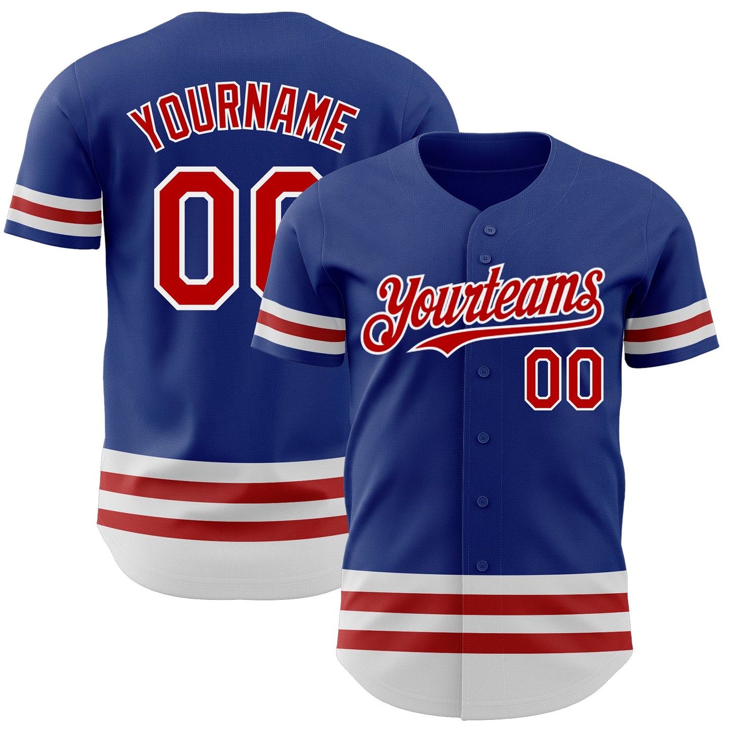 Custom Royal Red-White Line Authentic Baseball Jersey - Main View