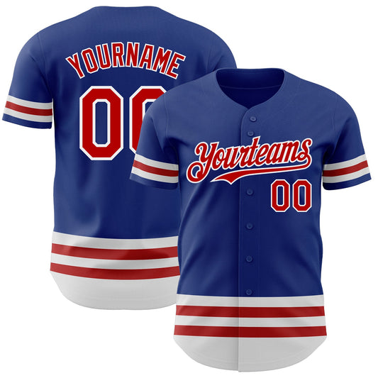 Custom Royal Red-White Line Authentic Baseball Jersey - Main View