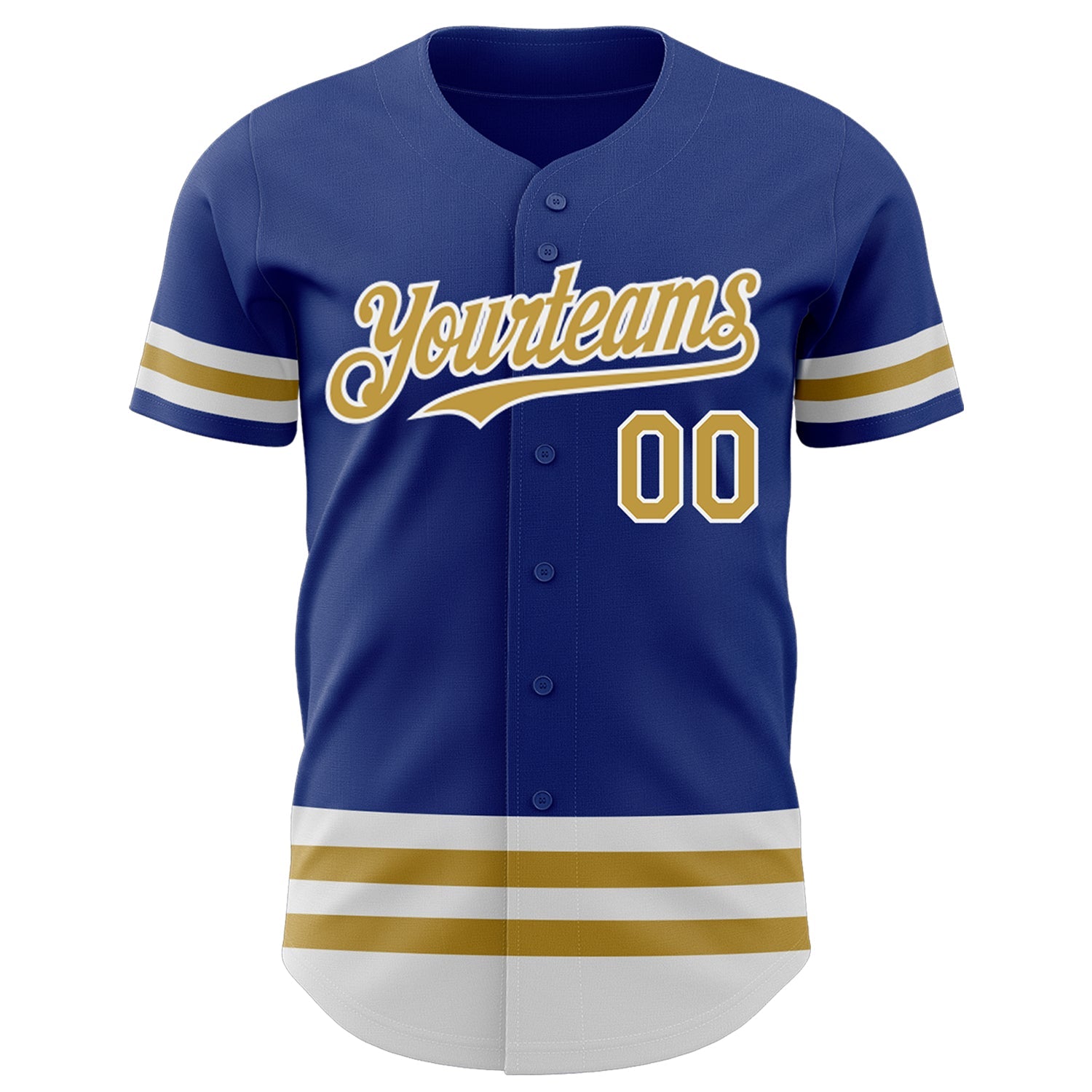 Custom Royal Old Gold-White Line Authentic Baseball Jersey view 2