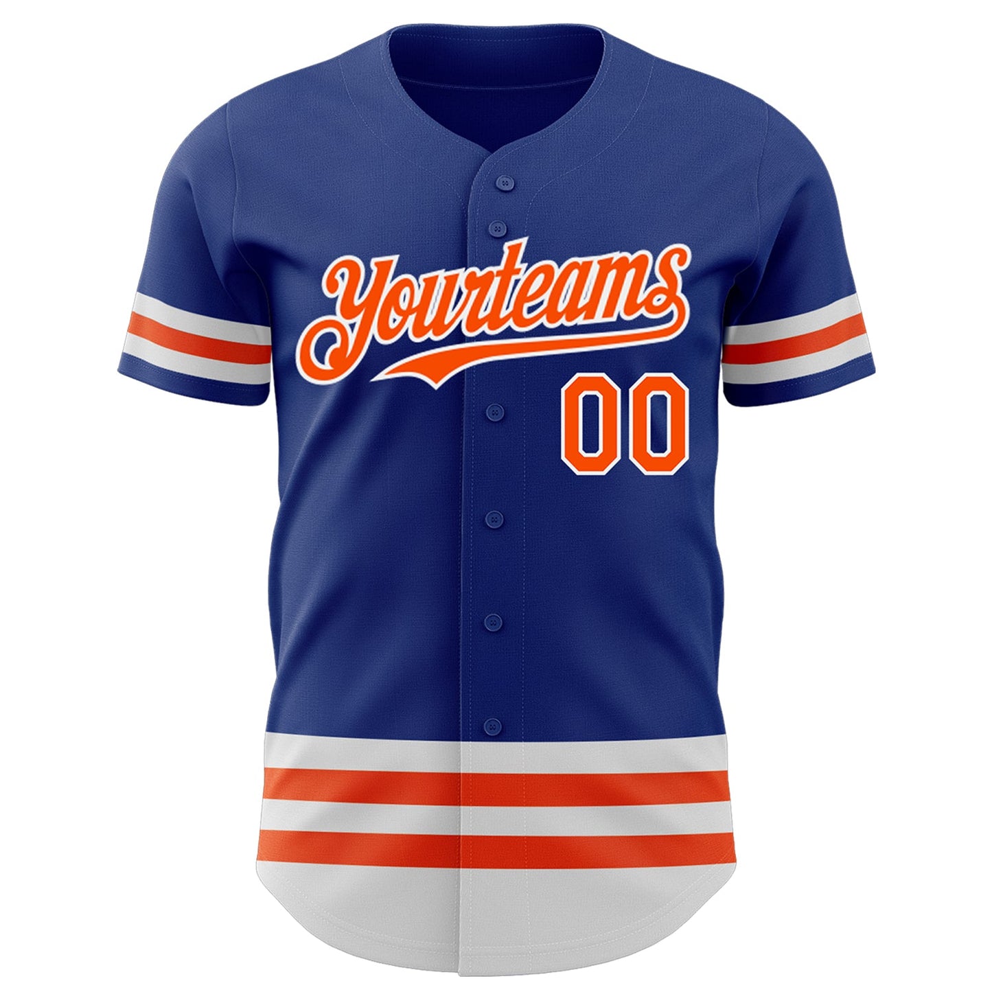 Custom Royal Orange-White Line Authentic Baseball Jersey view 2