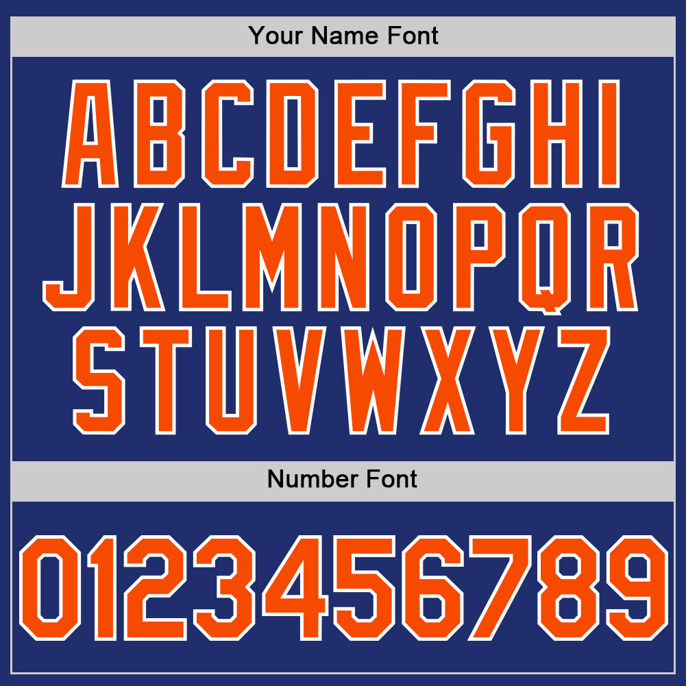 Custom Royal Orange-White Line Authentic Baseball Jersey view 5