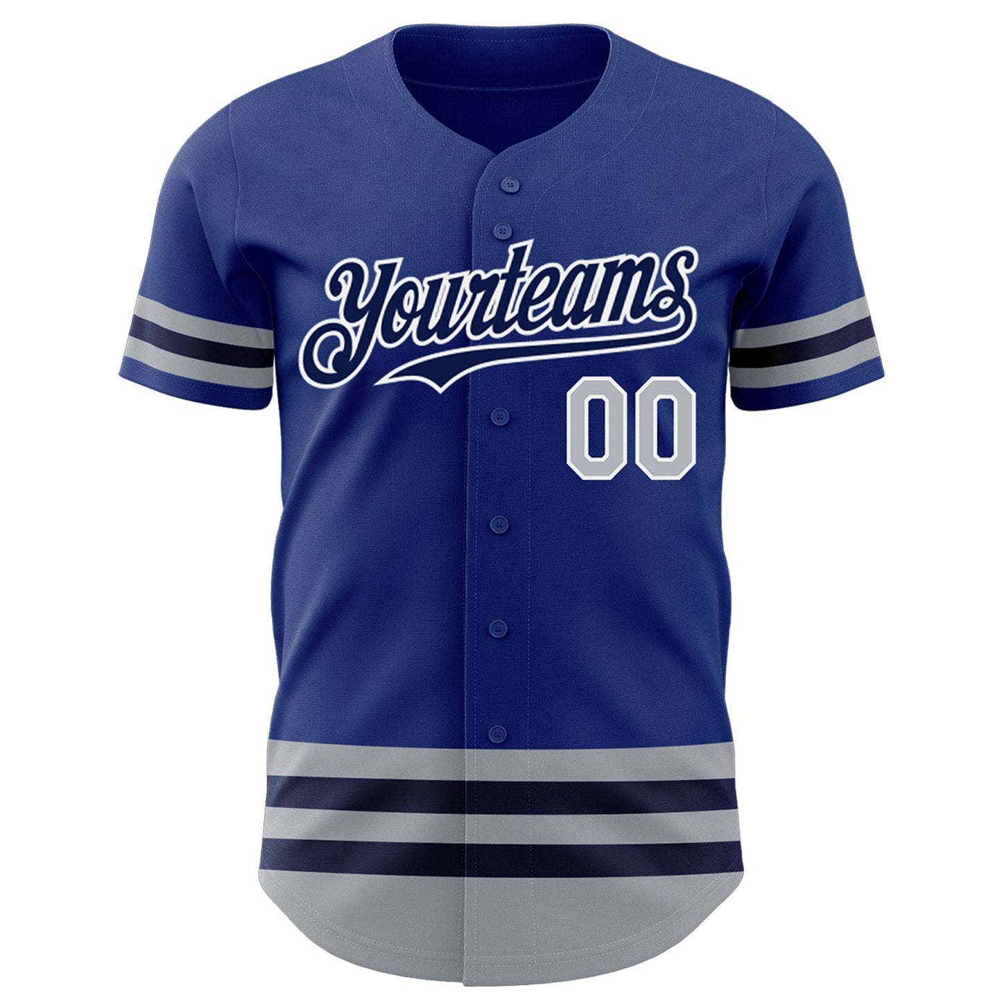 Custom Royal Gray-Navy Line Authentic Baseball Jersey view 2