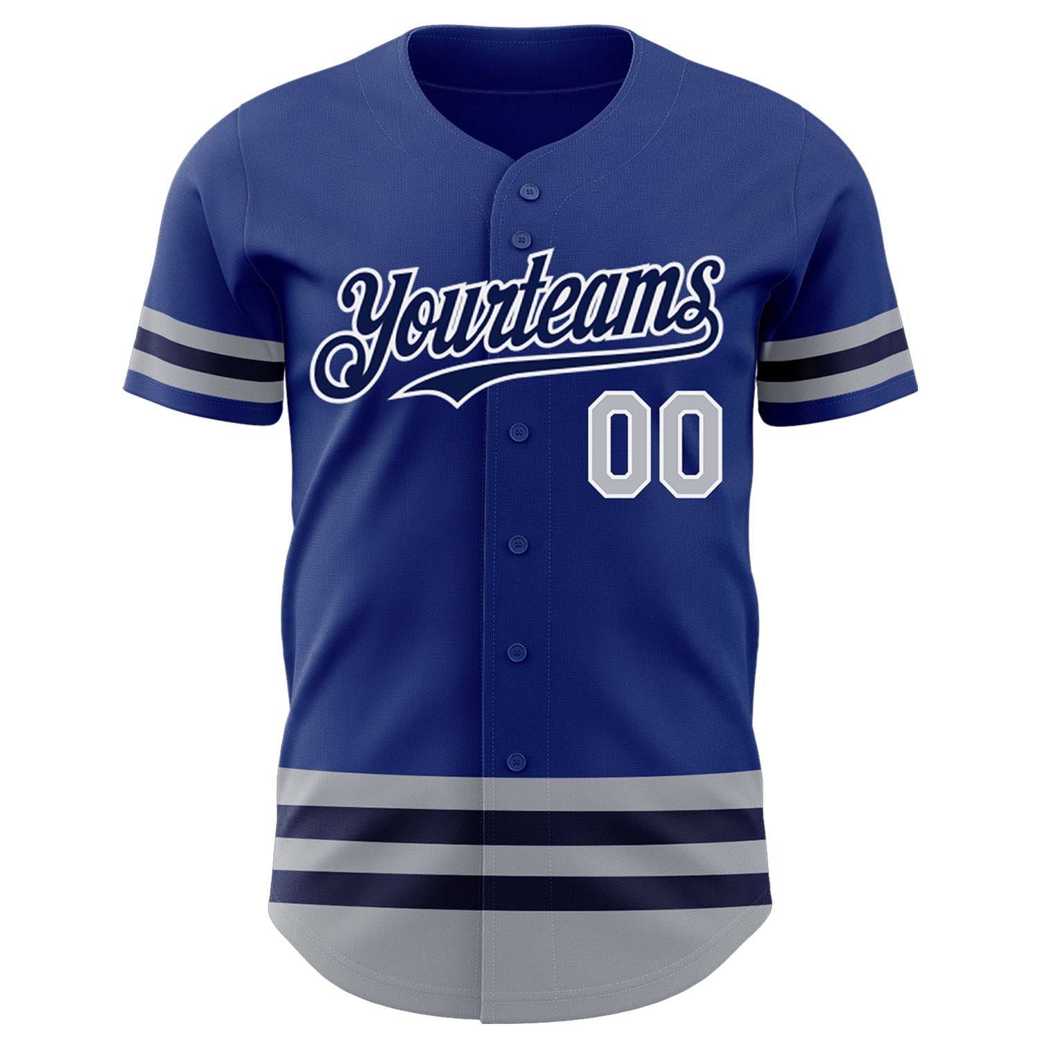 Custom Royal Gray-Navy Line Authentic Baseball Jersey view 2