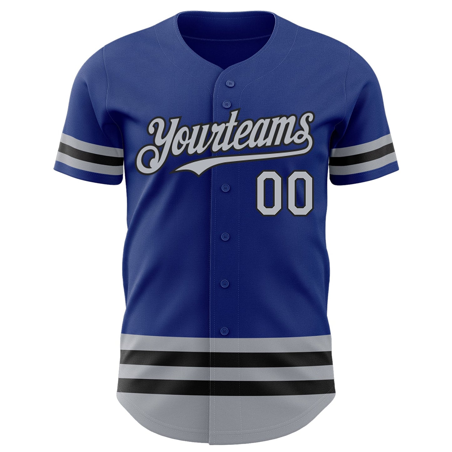 Custom Royal Gray-Black Line Authentic Baseball Jersey view 2
