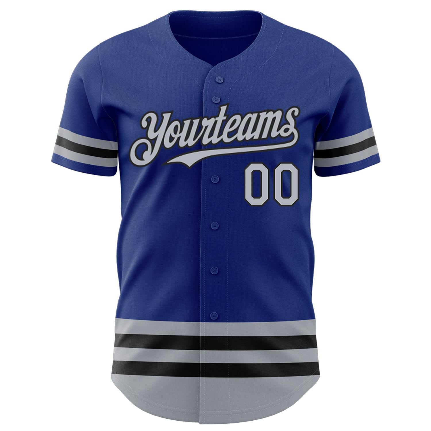Custom Royal Gray-Black Line Authentic Baseball Jersey view 2