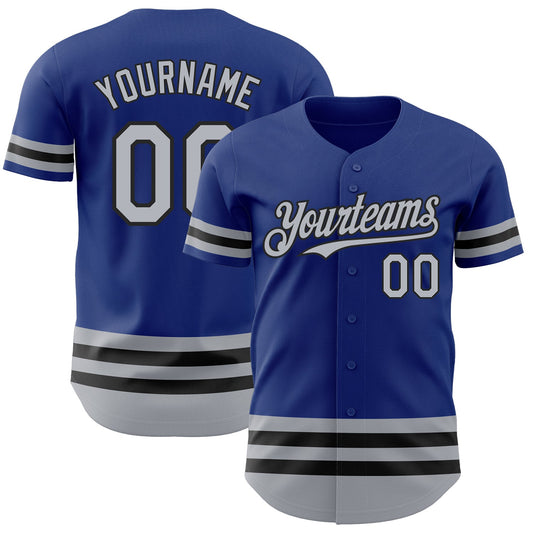 Custom Royal Gray-Black Line Authentic Baseball Jersey - Main View