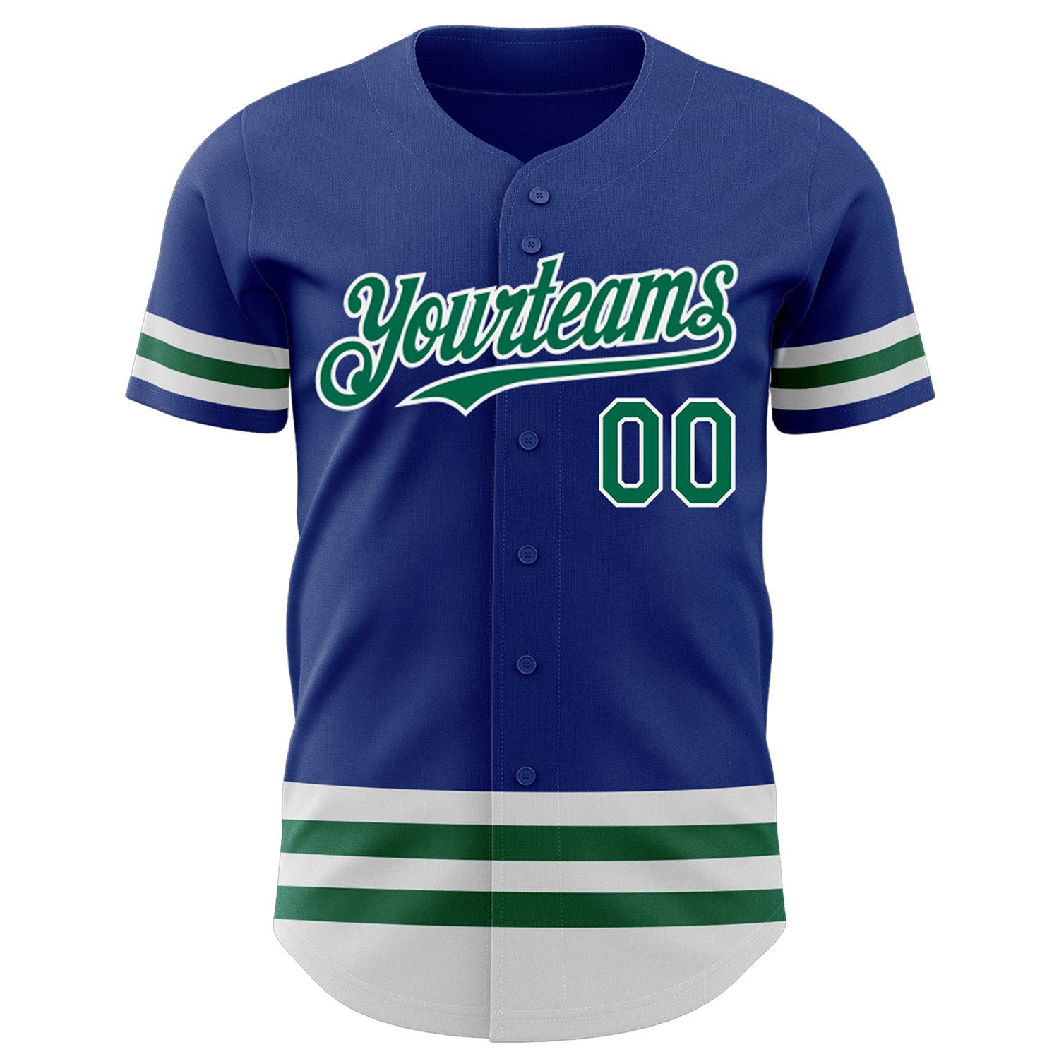 Custom Royal Kelly Green-White Line Authentic Baseball Jersey view 2