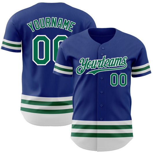 Custom Royal Kelly Green-White Line Authentic Baseball Jersey - Main View