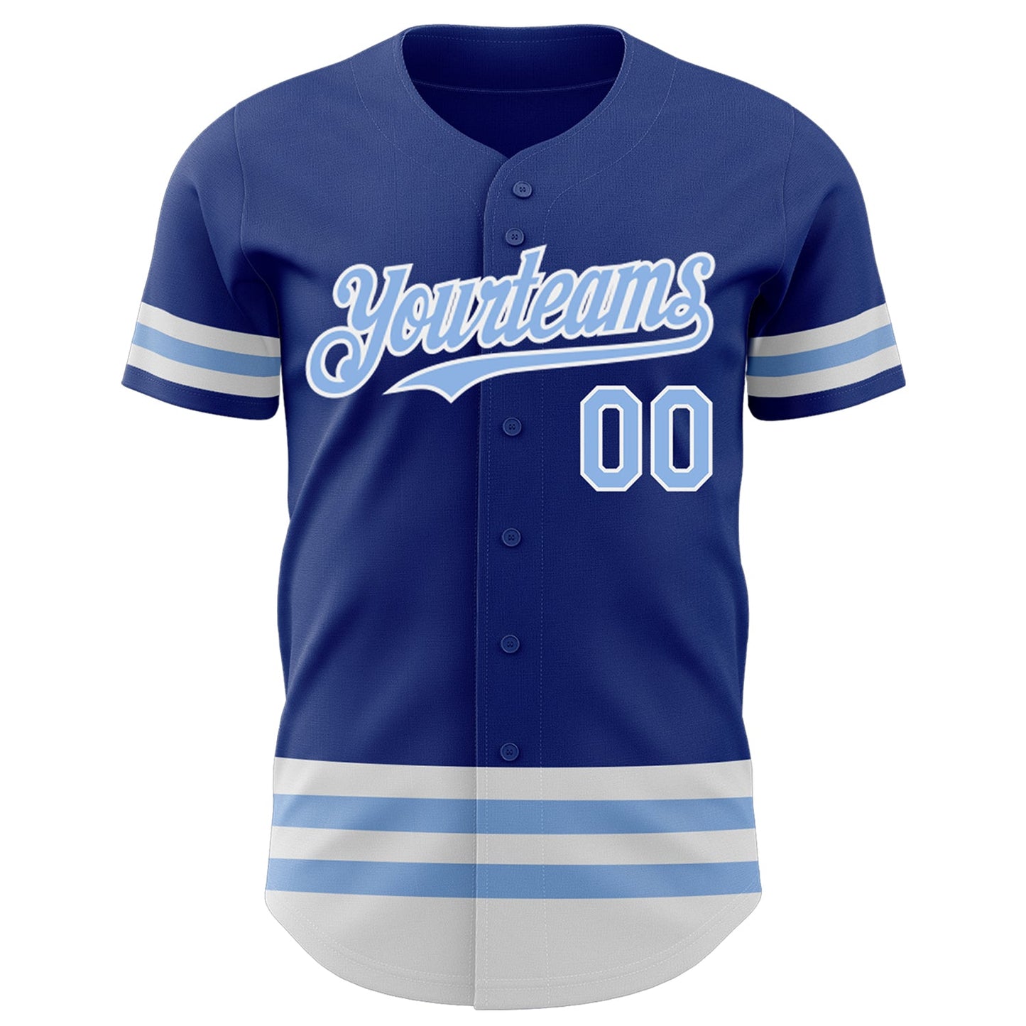 Custom Royal Light Blue-White Line Authentic Baseball Jersey view 2