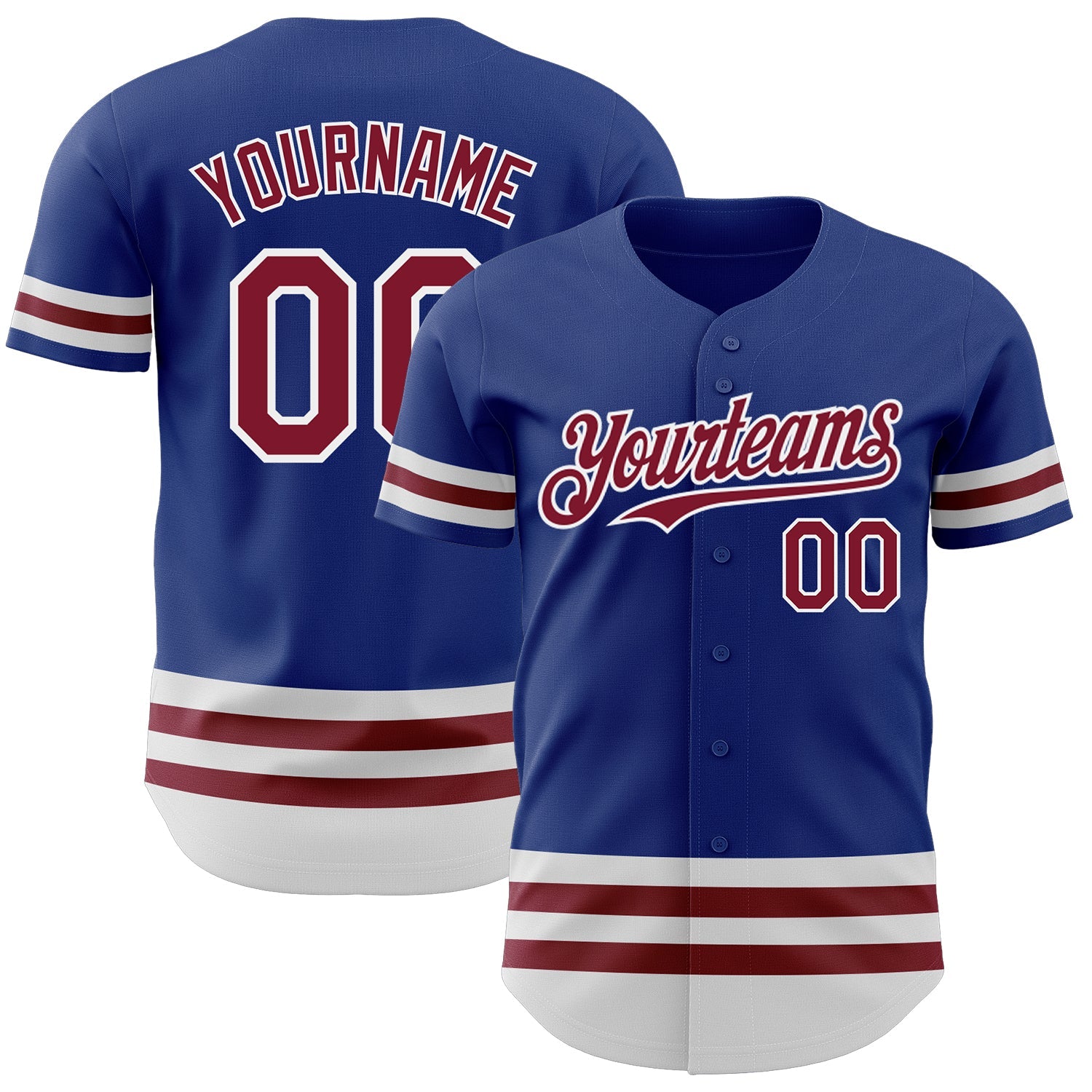 Custom Royal Crimson-White Line Authentic Baseball Jersey - Main View
