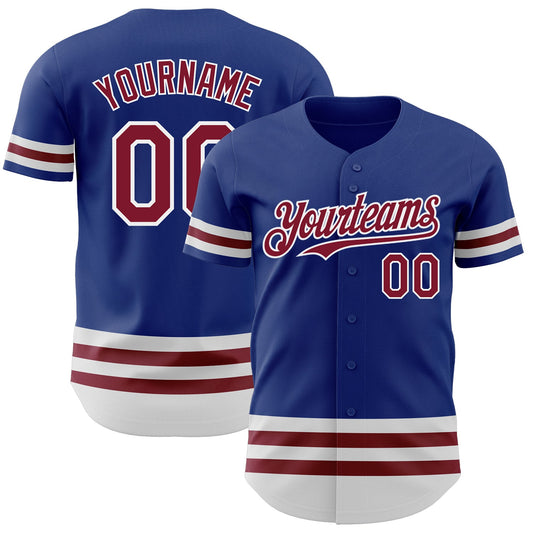 Custom Royal Crimson-White Line Authentic Baseball Jersey - Main View