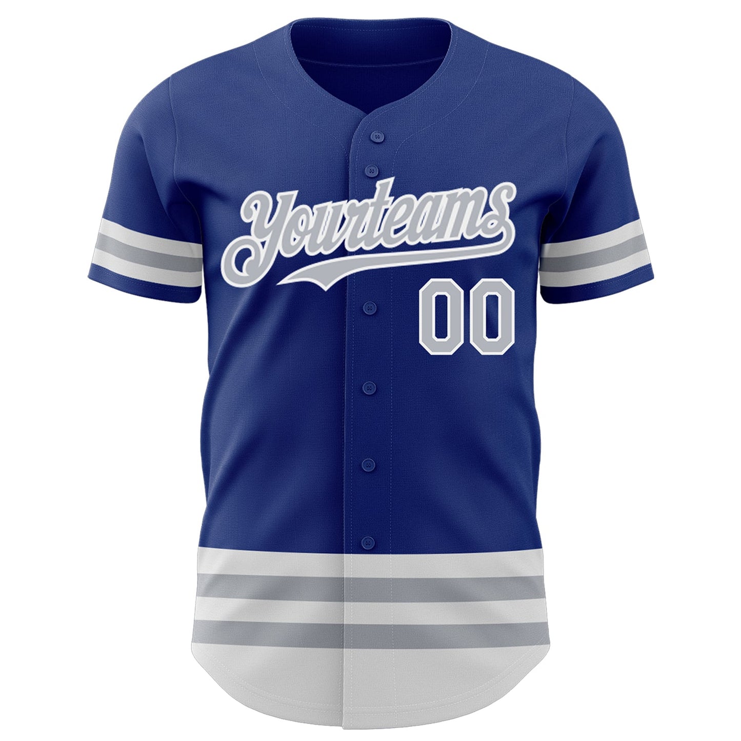 Custom Royal Gray-White Line Authentic Baseball Jersey view 2