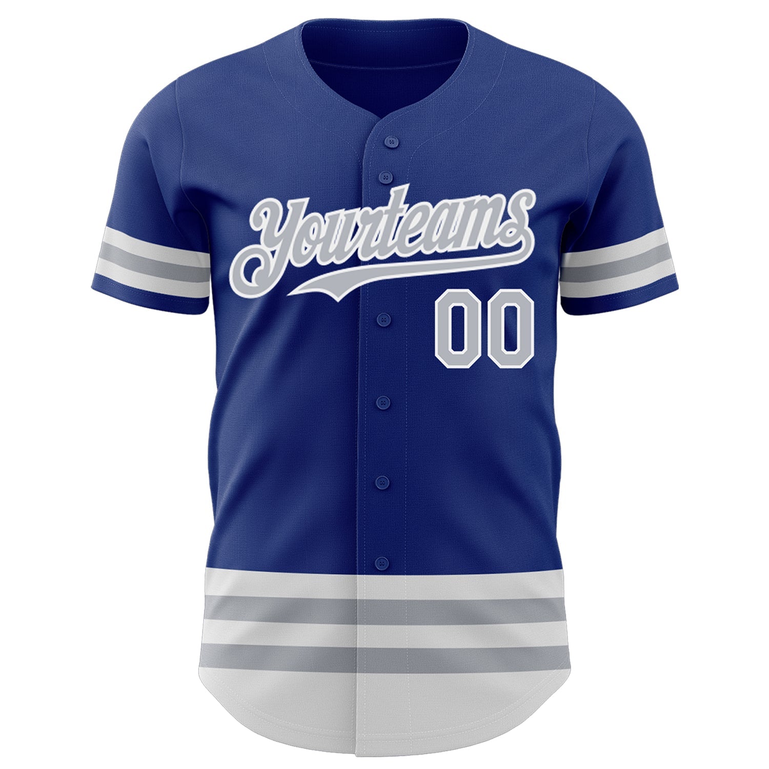 Custom Royal Gray-White Line Authentic Baseball Jersey view 2