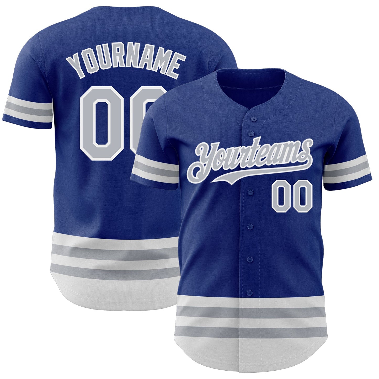 Custom Royal Gray-White Line Authentic Baseball Jersey - Main View