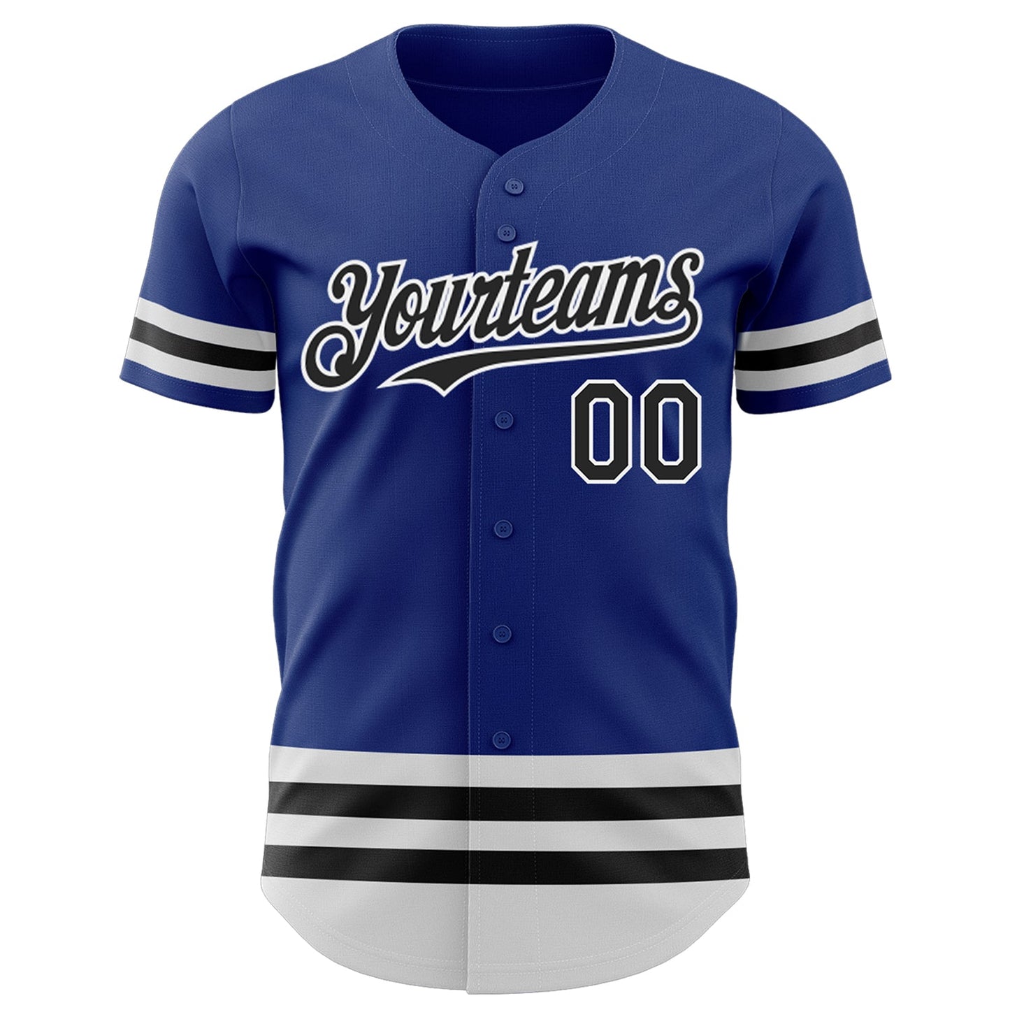 Custom Royal Black-White Line Authentic Baseball Jersey view 2