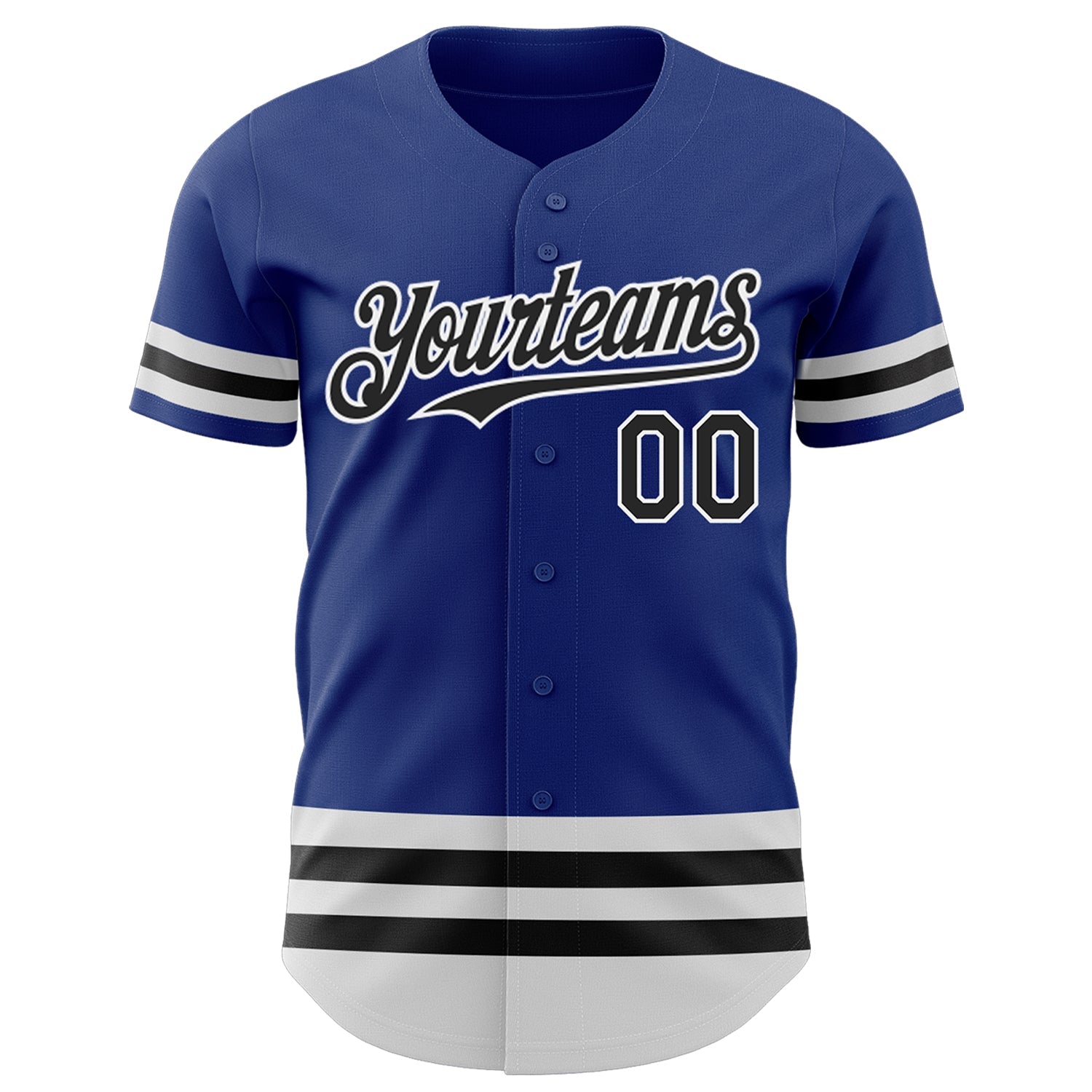 Custom Royal Black-White Line Authentic Baseball Jersey view 2