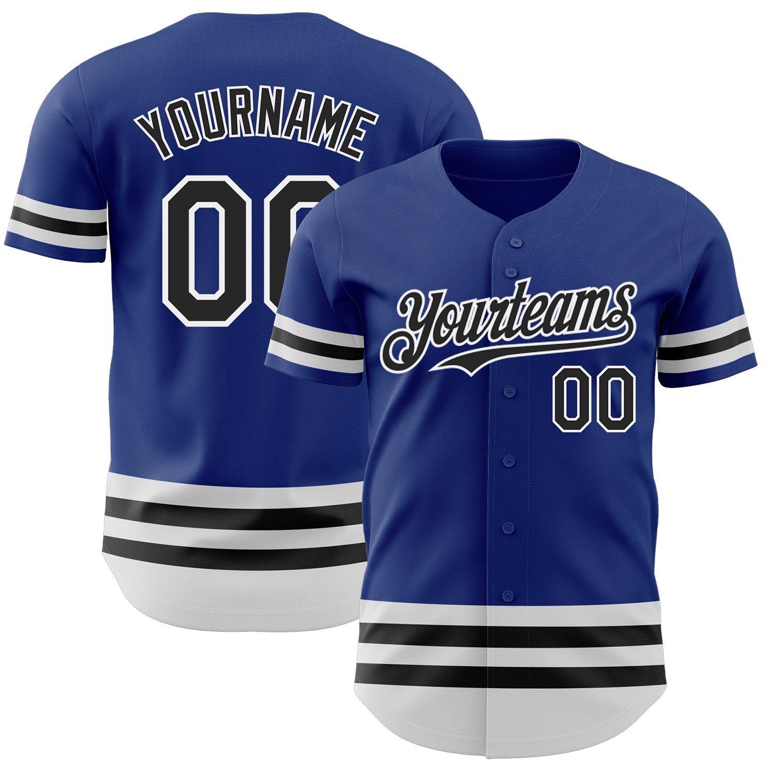 Custom Royal Black-White Line Authentic Baseball Jersey - Main View