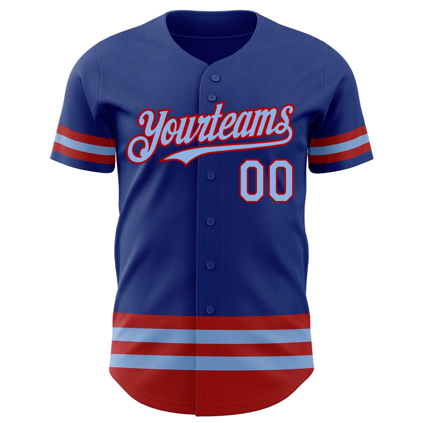 Custom Royal Light Blue-Red Line Authentic Baseball Jersey view 2