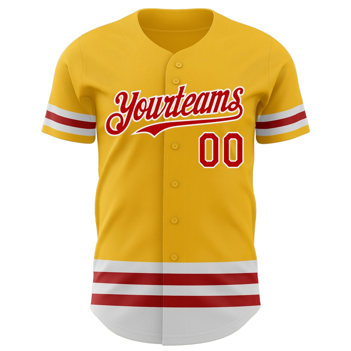Custom Gold Red-White Line Authentic Baseball Jersey view 2