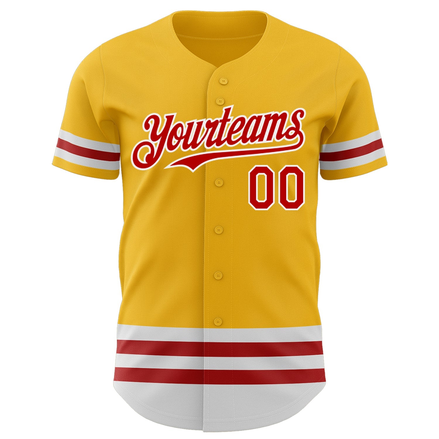 Custom Gold Red-White Line Authentic Baseball Jersey view 2