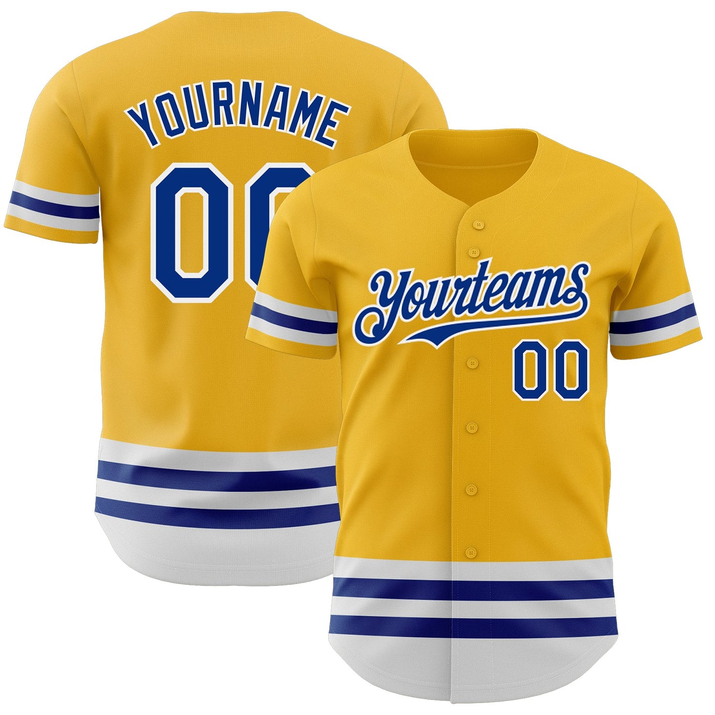 Custom Gold Royal-White Line Authentic Baseball Jersey - Main View