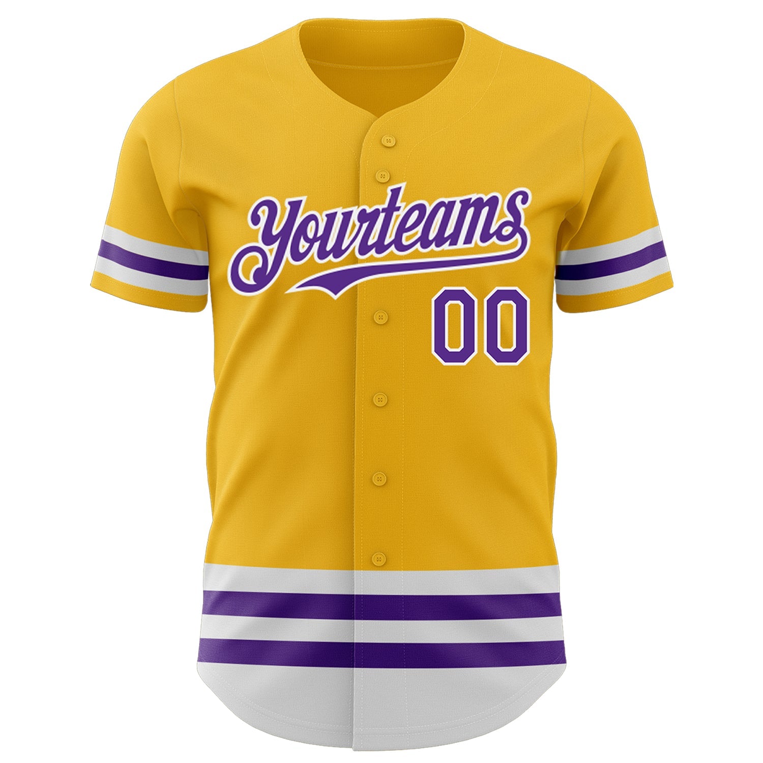 Custom Gold Purple-White Line Authentic Baseball Jersey view 2