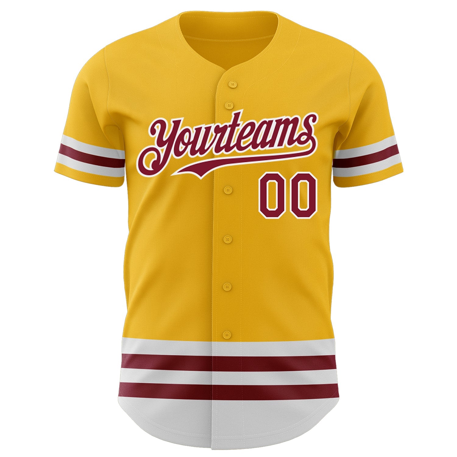 Custom Gold Crimson-White Line Authentic Baseball Jersey view 2
