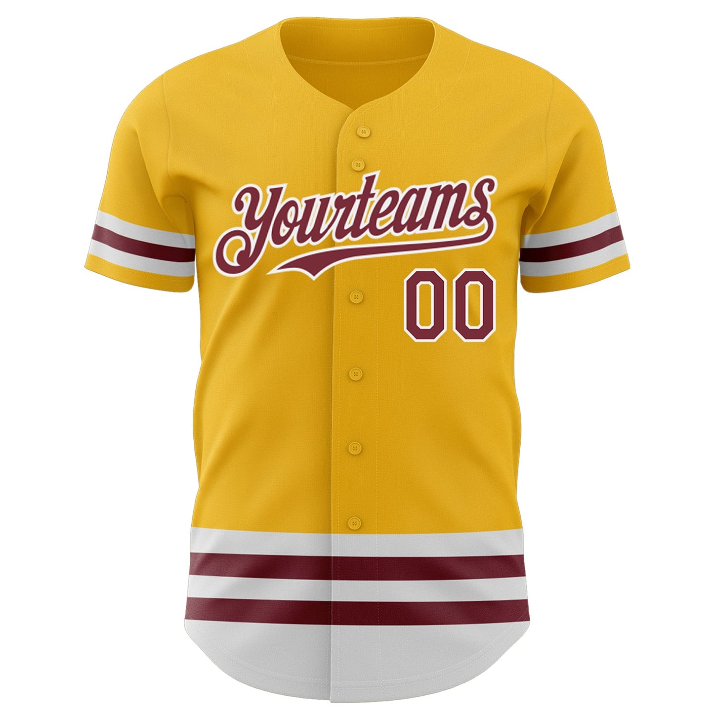Custom Gold Burgundy-White Line Authentic Baseball Jersey view 2