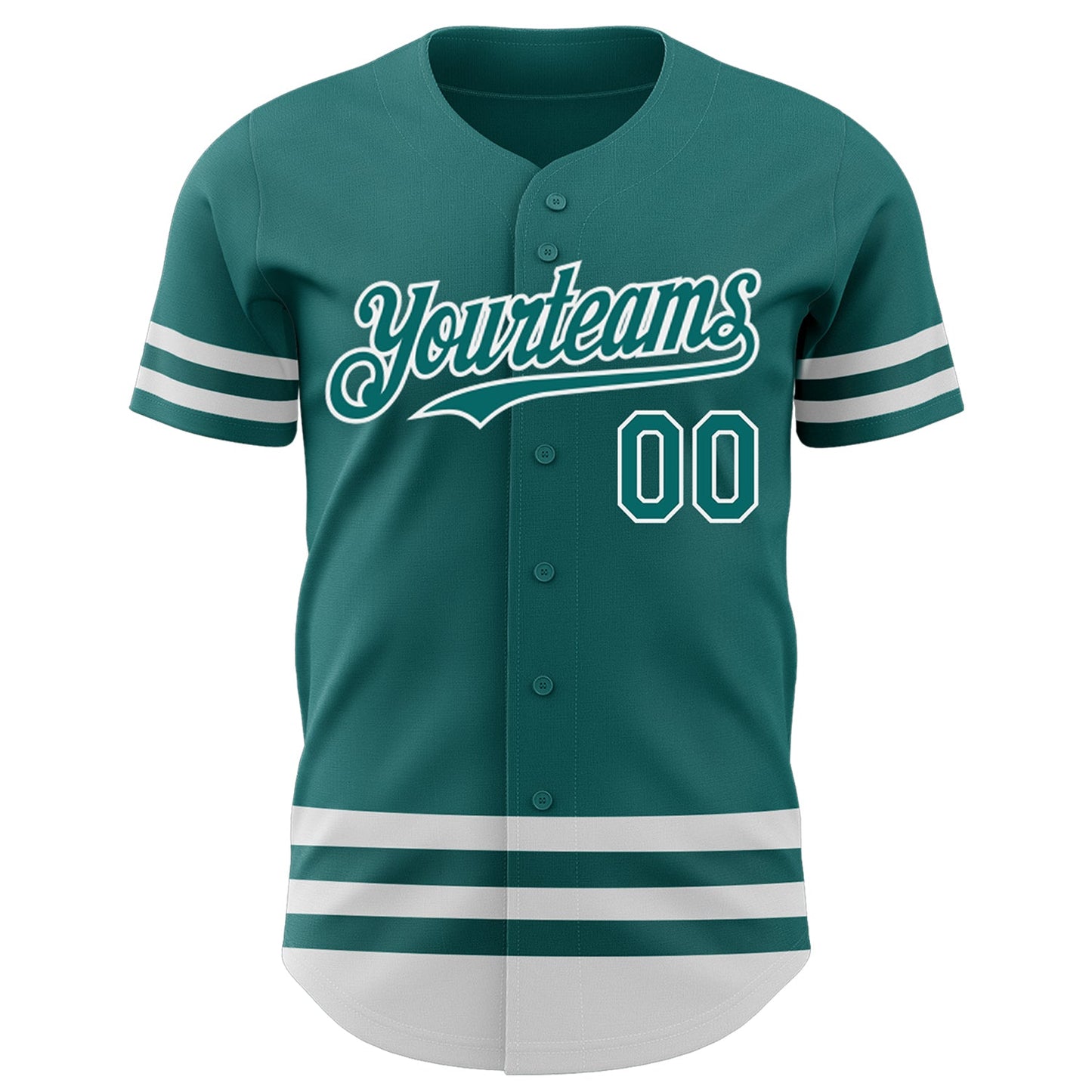 Custom Teal White Line Authentic Baseball Jersey view 2