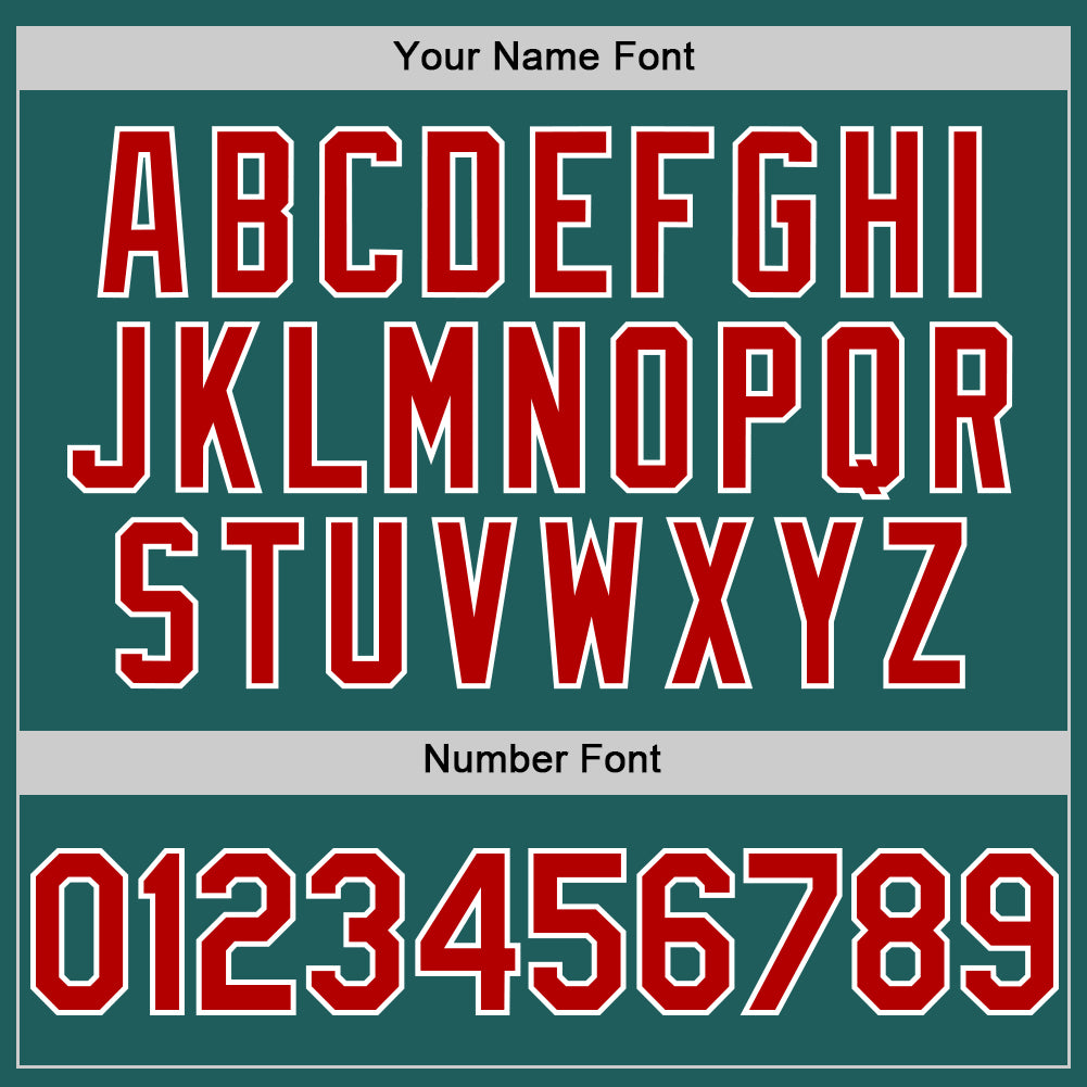 Custom Teal Red-White Line Authentic Baseball Jersey view 5