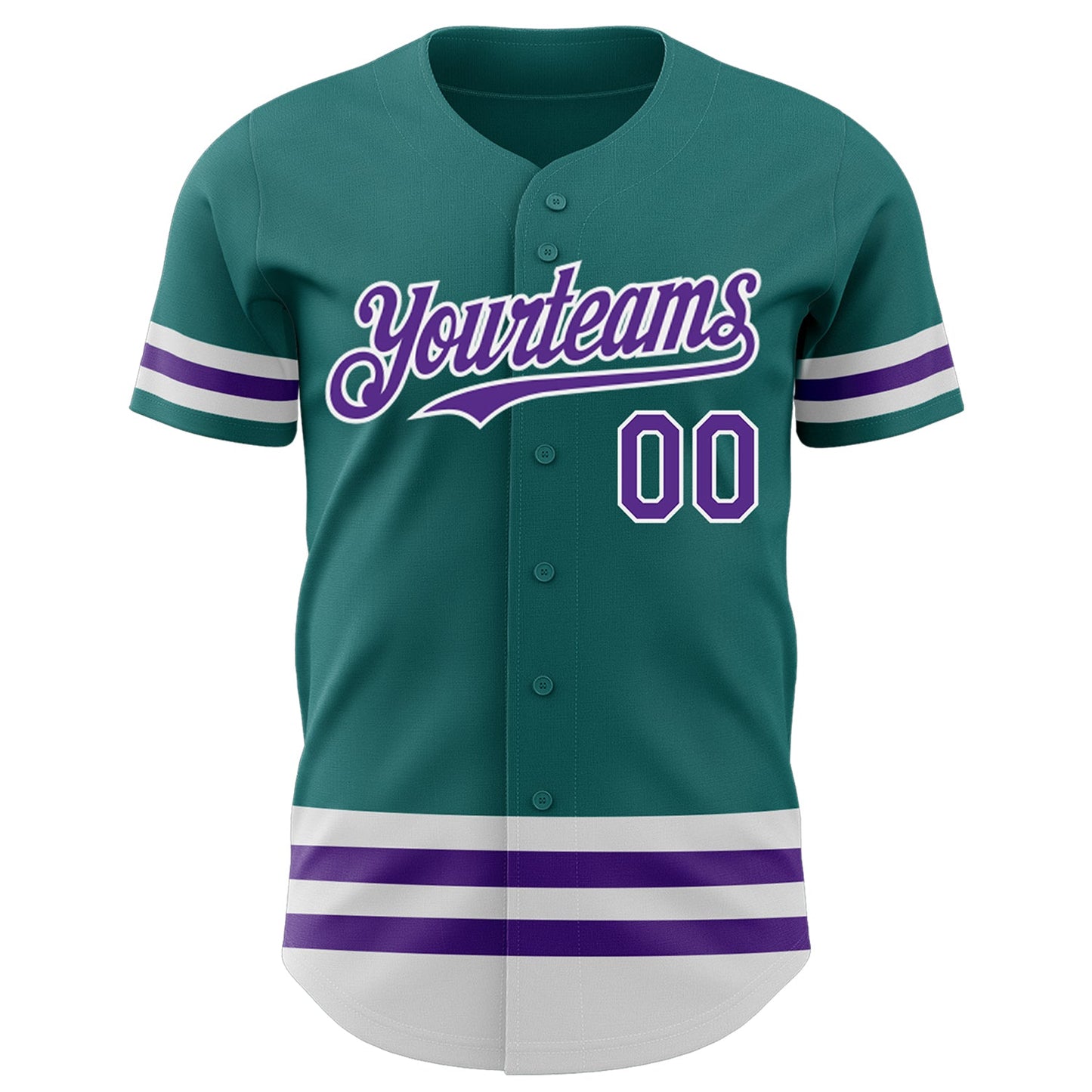 Custom Teal Purple-White Line Authentic Baseball Jersey view 2