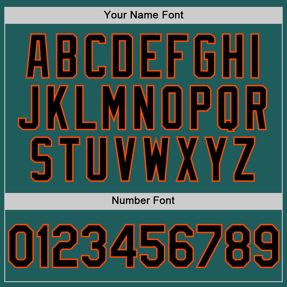 Custom Teal Black-Orange Line Authentic Baseball Jersey view 5