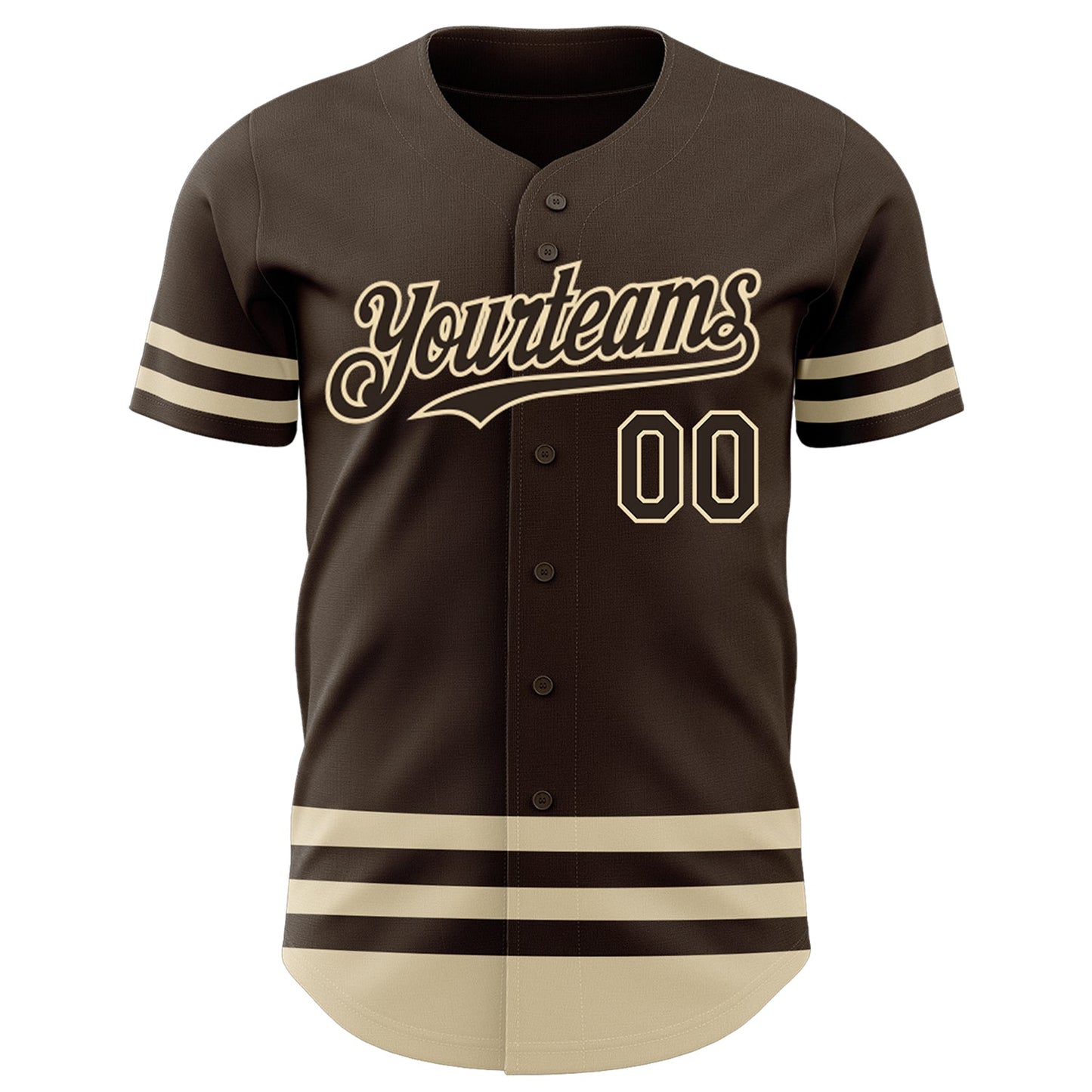 Custom Brown Cream Line Authentic Baseball Jersey view 2