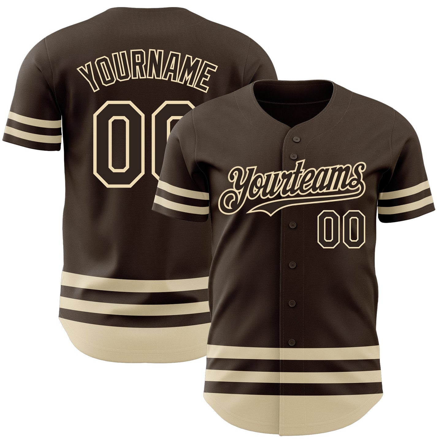 Custom Brown Cream Line Authentic Baseball Jersey - Main View