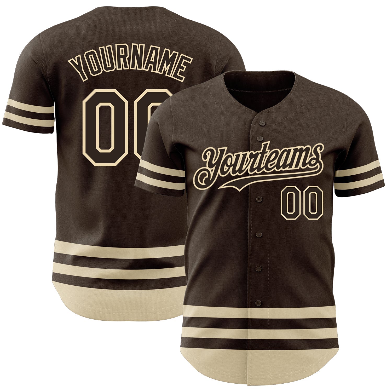 Custom Brown Cream Line Authentic Baseball Jersey - Main View
